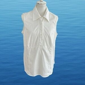 INC International Concepts white sleeveless collar top